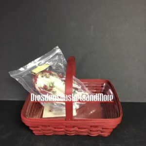 Longaberger 2006 Bold Red Napkin Basket w/ Protector & Liner SIGNED