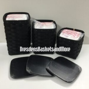 Canister Longaberger Black 3 Piece Square Set with Airtight Containers