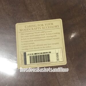 Longaberger Woodcrafts 8" American Work Rich Brown Lid NIP