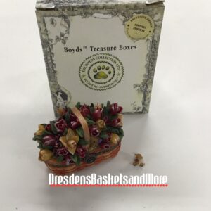 Boyd's Bear Longaberger Collectors Club May Series Miniature Tulip Basket Treasure Box Resin