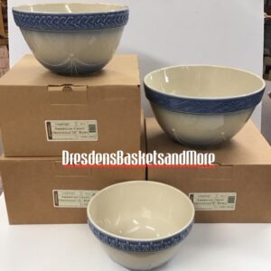 Longaberger American Craft Originals Light Cornflower Set of 3 Bowls NIB*
