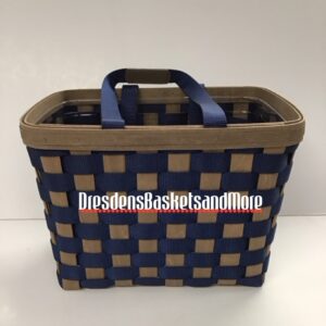 Longaberger 2007 Blue To Go Large Tote w/ Protector & Flax Pocket Liner