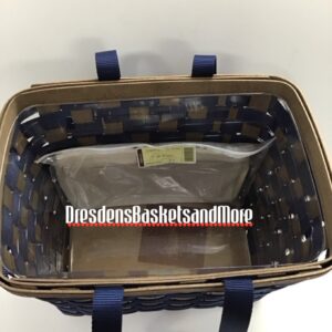 Longaberger 2007 Blue To Go Large Tote w/ Protector & Flax Pocket Liner