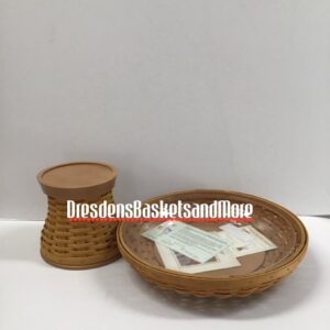 Longaberger Woven Pedestal Base W/ Charger & Shallow Bowl Basket