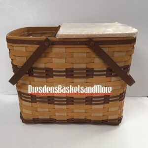 Longaberger 2015 Chestnut Park Wine & Cheese Basket w/ Protectors, Riser & Butcher Block Lid