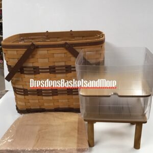 Longaberger 2015 Chestnut Park Wine & Cheese Basket w/ Protectors, Riser & Butcher Block Lid