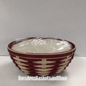 Longaberger 2012 Popcorn Bowl Basket* w/ Lidded Hard Protector & Tie On