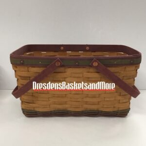 Longaberger 2009 Silent Auction Medium Market Basket w/ Protector RARE SIGNED