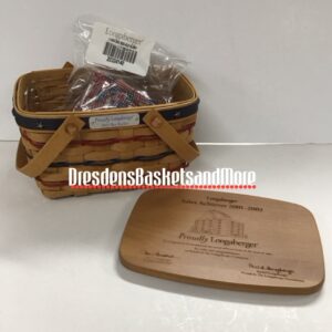 Longaberger 2002 Bee Basket w/ Liner, Protector & Sales Achiever Woodcrafts Lid SIGNED