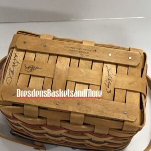 Longaberger 2002 Bee Basket w/ Liner, Protector & Sales Achiever Woodcrafts Lid SIGNED
