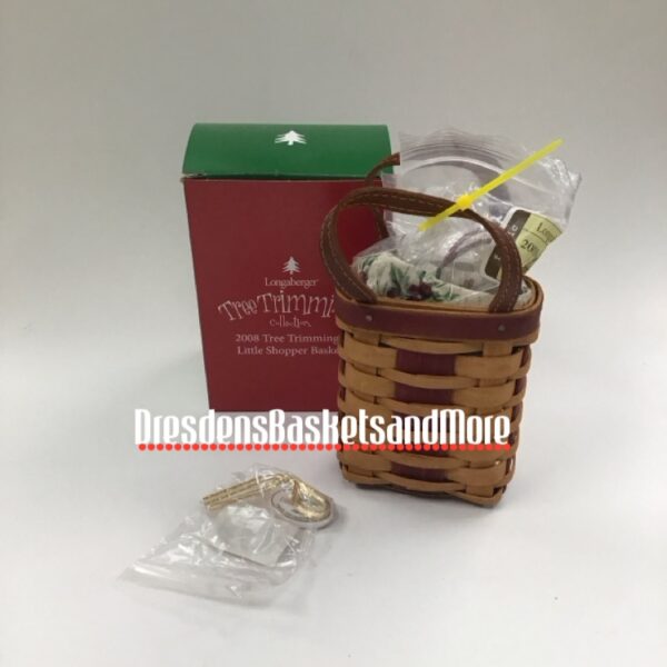 Longaberger 2008 Little Shopper Tree Trimming Red Basket Combo NIB