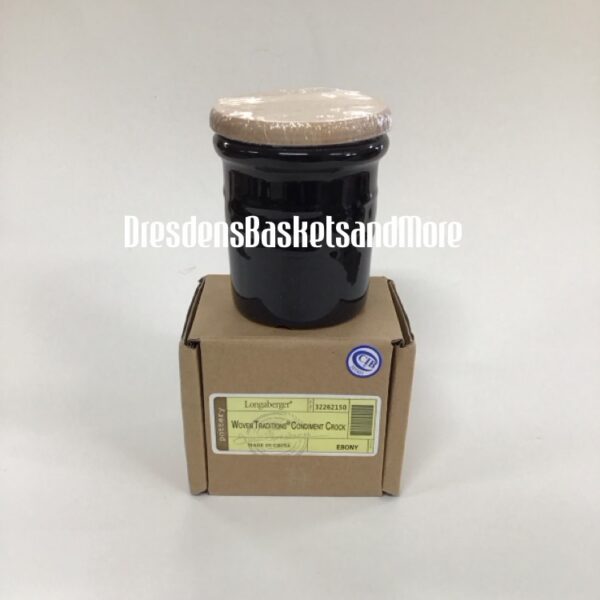 Longaberger Ebony Condiment Crock w/ Woodcrafts Lid NIB