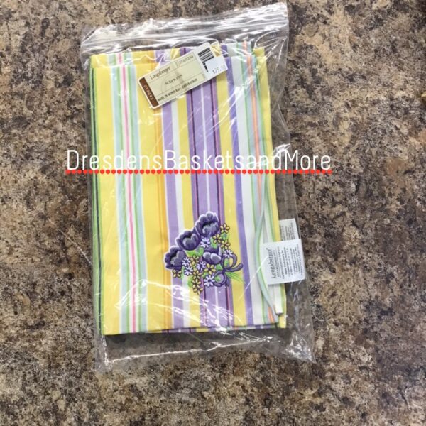Longaberger Set of 2 Easter Stripe Napkins w/ Flower Design