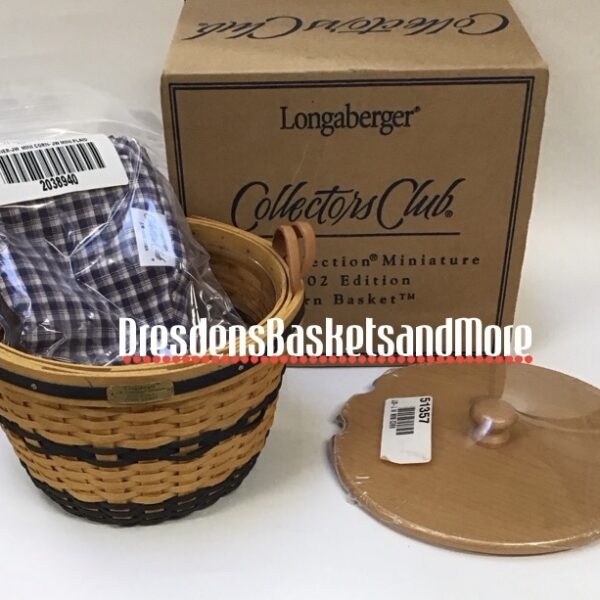 Longaberger 2001 Miniature Corn Basket Combo w/ Woodcrafts Lid NIB