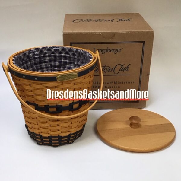 Longaberger 2000 JW Miniature Bankers's Waste Basket Set NIB
