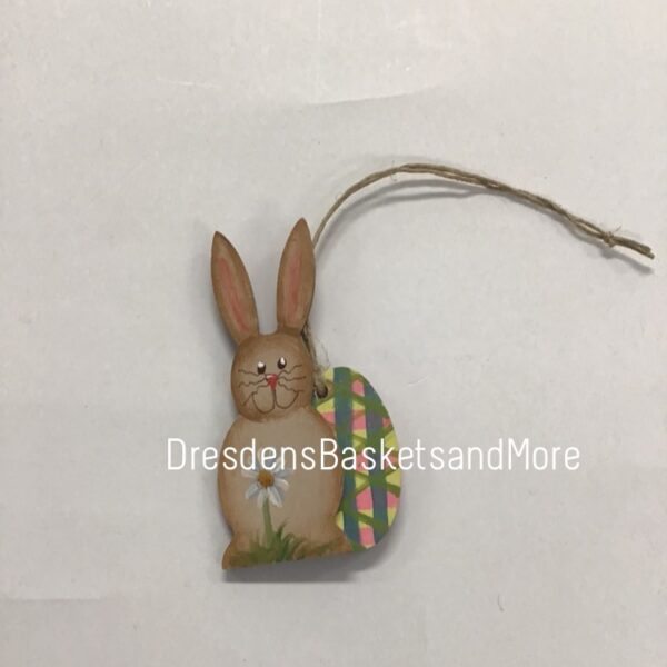 Bunny with Egg Hand Painted Tie-On