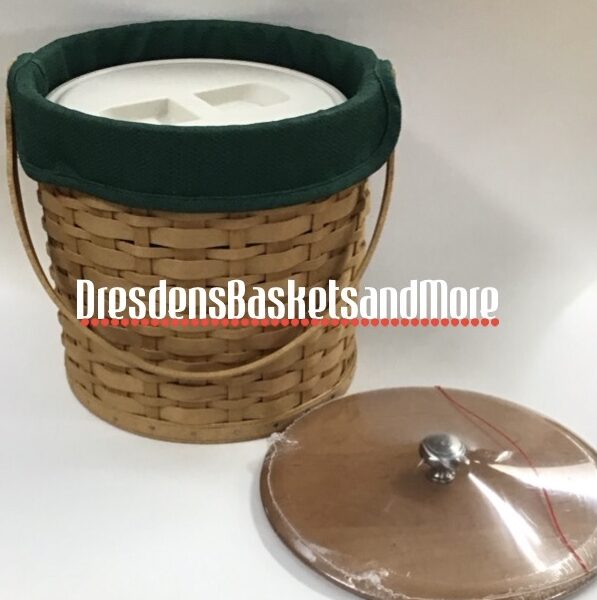 Longaberger 2003 Ice Bucket Basket w/ Lidded Protector, Liner & Woodcrafts Lid*