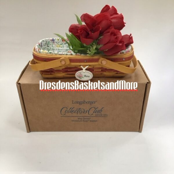 Longaberger 2010 May Series Miniature Rose Basket Set NIB