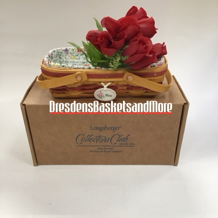 Longaberger 2010 May Series Miniature Rose Basket Set NIB