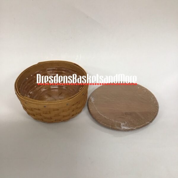 Longaberger 2007 5” Round Keeping Basket w/ Protector & Woodcrafts Lid