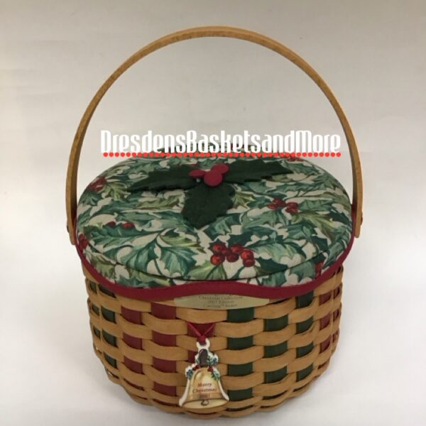 Longaberger 2003 Caroling Basket Combo w/ Tie On & Woodcrafts Lid
