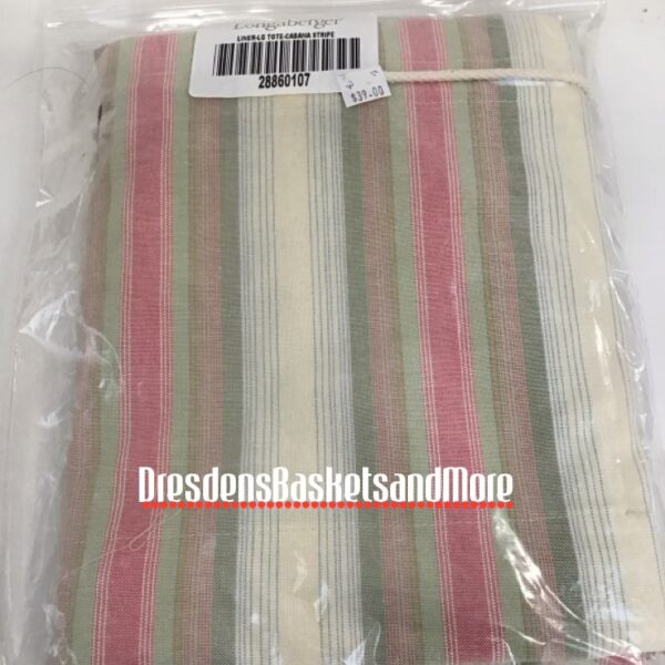 Large Tote Longaberger Cabana Stripe Drawstring Liner