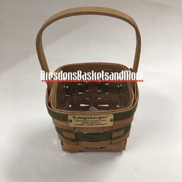 Longaberger 1986 Candy Cane Green Basket w/ Protector*