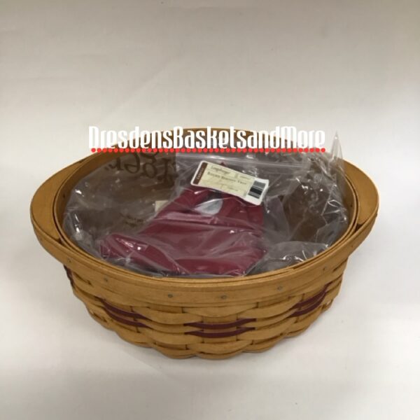 Longaberger 2004 Round Serving Warm Brown/Paprika Basket Combo