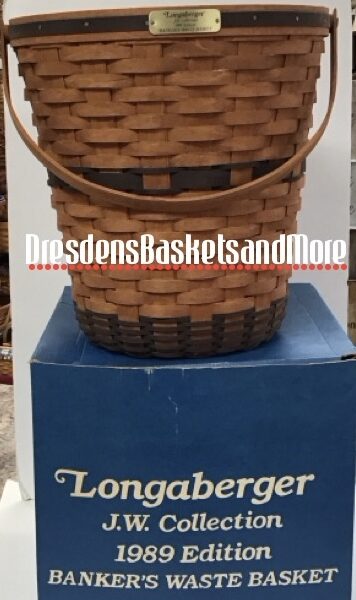 Longaberger 1989 JW Bankers Waste Basket w/ Protector NIB*