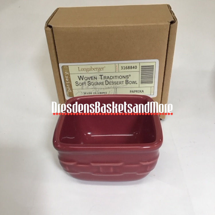 Longaberger Paprika Soft Square Dessert Bowl NIB