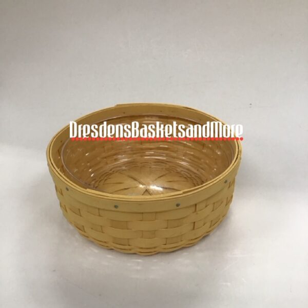 Longaberger 2007 7" Sunwashed Yellow Round Keeping Basket w/ Protector