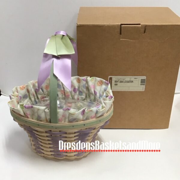 Longaberger 2004 Whitewashed Large Easter Basket Combo NIB
