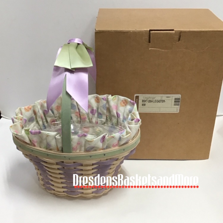 Longaberger 2004 Whitewashed Large Easter Basket Combo NIB
