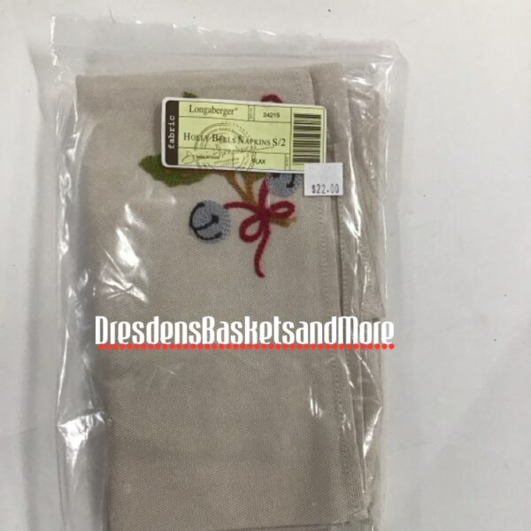 Holly Bells Longaberger Napkins (2)