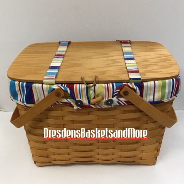 Longaberger 1998 Large Picnic Basket w/ Protector, Riser & Liner Set*