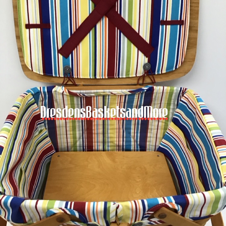 Longaberger 1998 Large Picnic Basket w/ Protector, Riser & Liner Set*