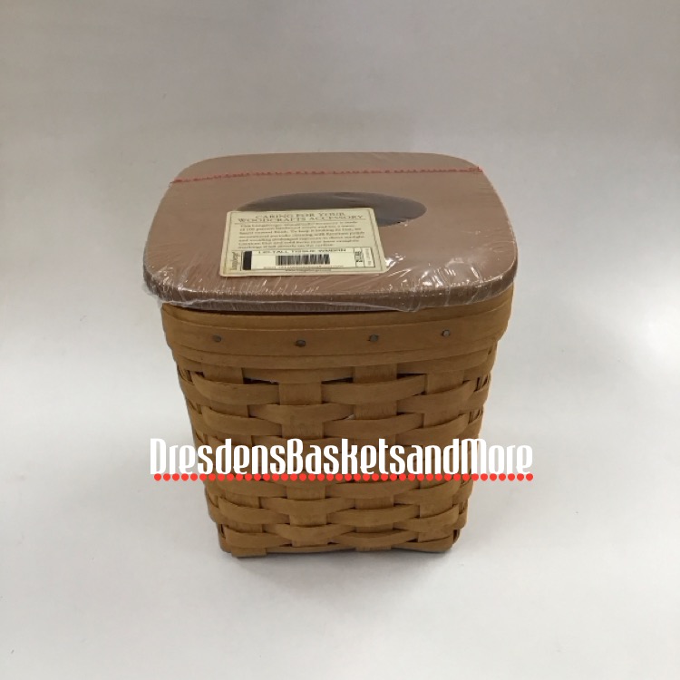 Longaberger 2003 Tall Tissue Basket w/ Protector & Woodcrafts Lid