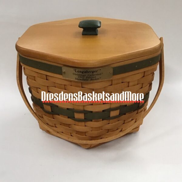 Longaberger 1997 Christmas Snowflake Basket w/ Divided Protector & Lid SIGNED