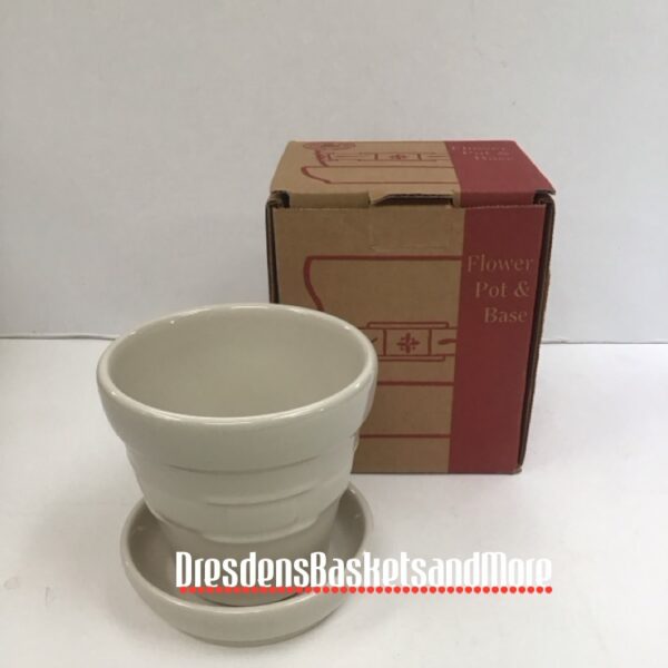 Longaberger Ivory Medium Flower Pot NIB