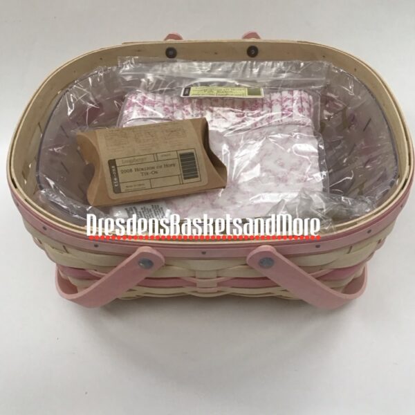 Longaberger 2008 Horizon of Hope Pink Ribbon Basket Combo w/ Tie On