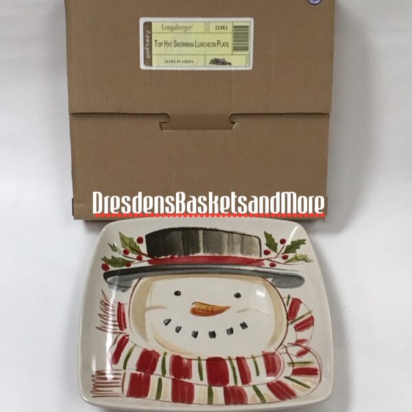 Longaberger Snowman Top Hat Luncheon Plate NIB