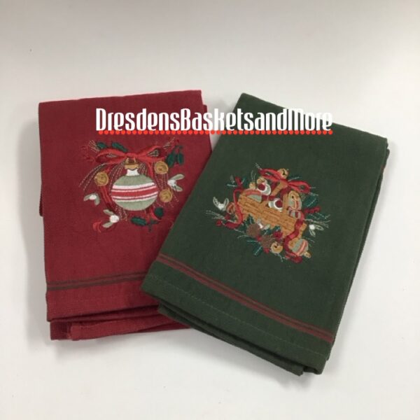 Christmas Longaberger Embroidered Dish Towels Set of 2
