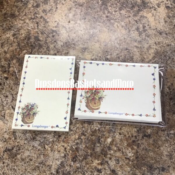 Wildflower Longaberger Notepad & Envelopes With Tiny Tote Basket Set