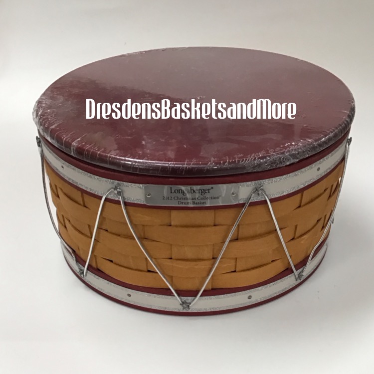 Longaberger 2012 Christmas Drum Red Basket Set*