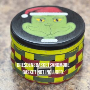 Treats 2016 Basket Hand Painted  Grinch Lid Only