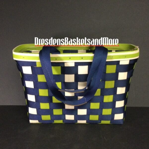 Longaberger Summer Tote Celadon Green/Navy Dresden's Baskets and More