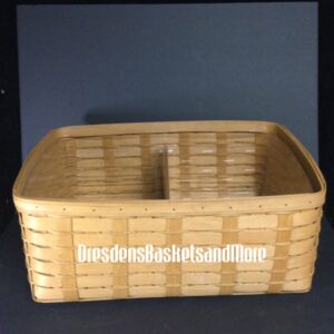 Longaberger Sort & Store Large Rectangle Storage Warm Brown Basket w/ Divided Protector & Lid