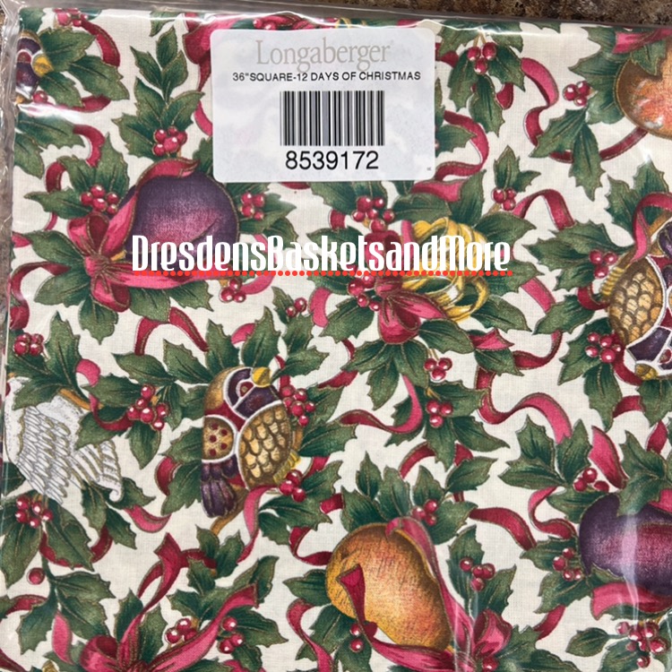 36″ Longaberger Fabric Square 12 Days Of Christmas – Dresden's Baskets and  More