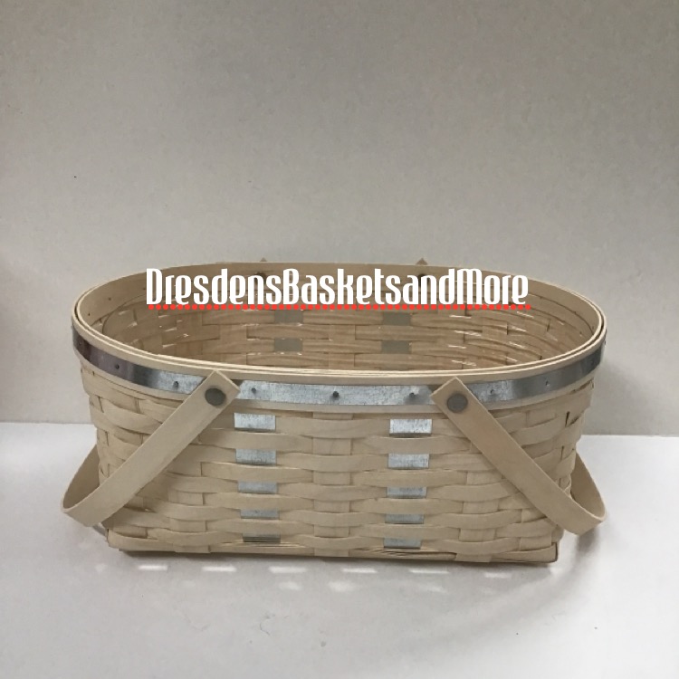 Longaberger 2017 Utility Oval Market Whitewashed Basket w/ Protector