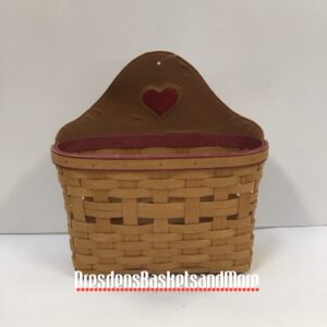 Longaberger Prototype Basket w/ Leather Heart Hanger RARE